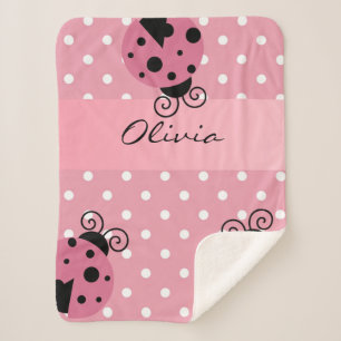 Couverture Sherpa Coccinelle rose personnalisée