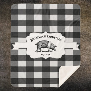 Couverture Sherpa Cochon Sherpa Blanche de la ferme à bison noir
