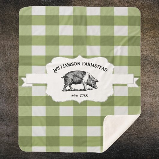 Couverture Sherpa Cochon Sherpa Blanche de la ferme de Buffalo vert