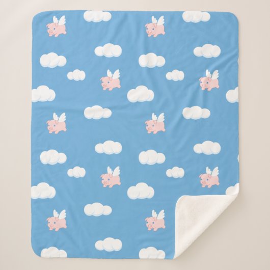 Couverture Sherpa Cochon volant - Cochon mignon avec ailes (Devant)