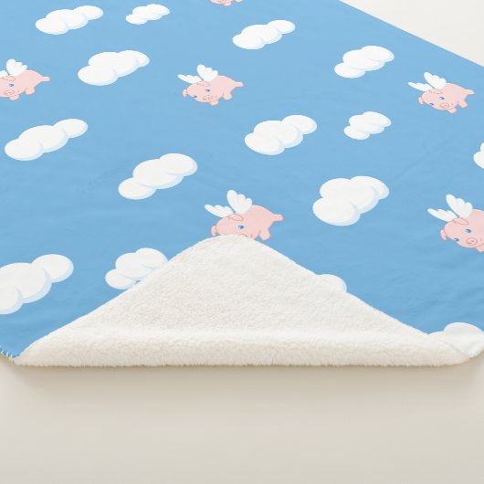 Couverture Sherpa Cochon volant - Cochon mignon avec ailes (3/4)