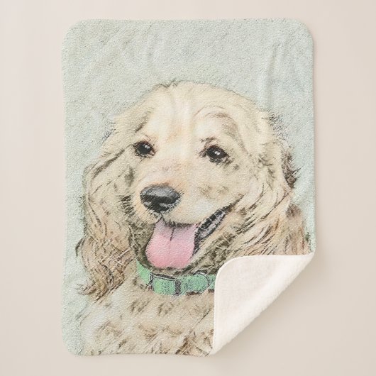 Couverture Sherpa Cocker Spaniel Buff Peinture - Art Chien original (Devant)