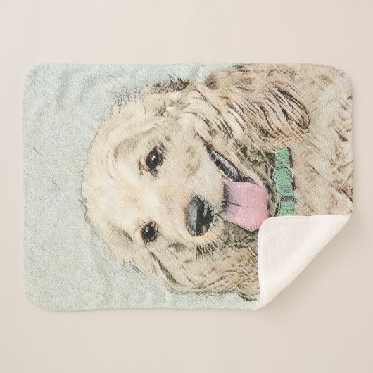 Couverture Sherpa Cocker Spaniel Buff Peinture - Art Chien original (Devant (Horizontal))