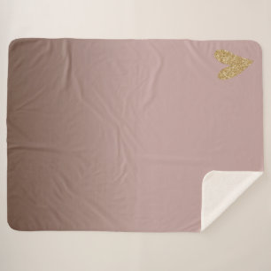 Couverture Sherpa Cocoa Crème Brown Ombre Gold Parties scintillant C