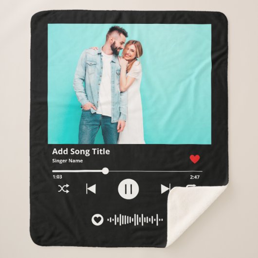 Couverture Sherpa Code Chanson Personnalisé Scannable Music Couple (Devant)