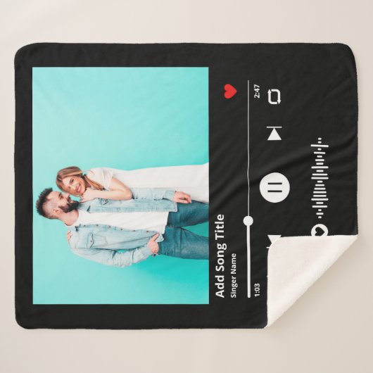 Couverture Sherpa Code Chanson Personnalisé Scannable Music Couple (Devant (Horizontal))
