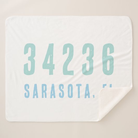 Couverture Sherpa Code postal personnalisé, Ville, State Coastal Blu (Devant (Horizontal))