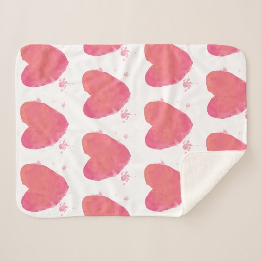 Couverture Sherpa Coeur d'aquarelle rose (Devant (Horizontal))