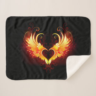 Couverture Sherpa Coeur de feu ange avec ailes