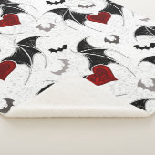 Couverture Sherpa Coeur d'Halloween avec ailes de chauve-souris noir (3/4)