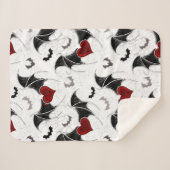 Couverture Sherpa Coeur d'Halloween avec ailes de chauve-souris noir (Devant (Horizontal))