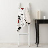 Couverture Sherpa Coeur d'Halloween avec ailes de chauve-souris noir (En situation)