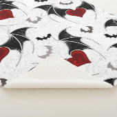 Couverture Sherpa Coeur d'Halloween avec ailes de chauve-souris noir (3/4)