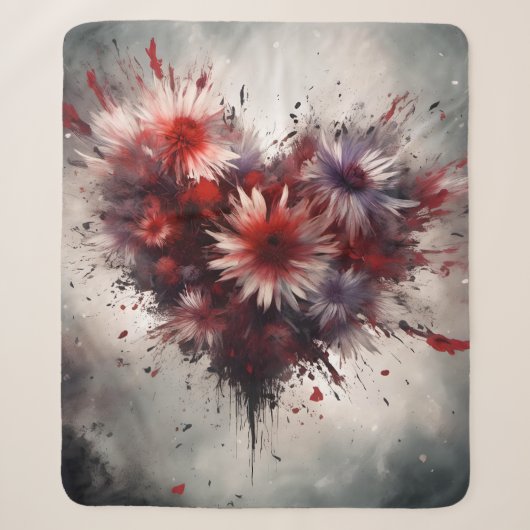 Couverture Sherpa Coeur fleuri (Devant)