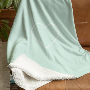 Couverture Sherpa Coeur menthe minimaliste Pastel Moderne