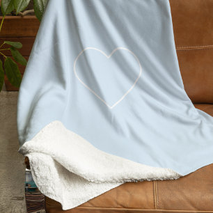 Couverture Sherpa Coeur minimaliste sur bleu clair Cosy