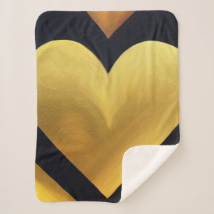 Couverture Sherpa Coeur or avec Arrière - plan foncé Sherpa Blanket