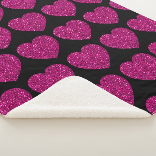 Couverture Sherpa Coeur rose chaud faux parties scintillant scintill (3/4)