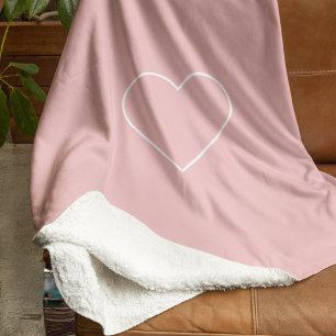 Couverture Sherpa Coeur rose pastel minimaliste   Cosy