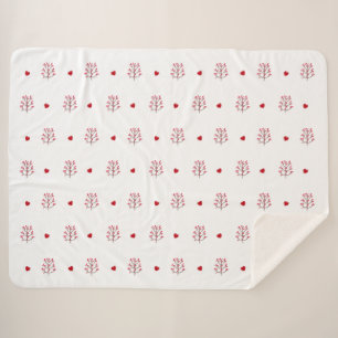 Couverture Sherpa Coeur Rouge Et Arbre Motif sans couture