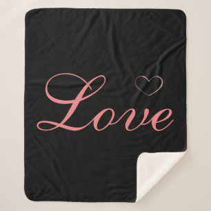 Couverture Sherpa Cœur Tendance Gris Calligraphie Amour Mariage