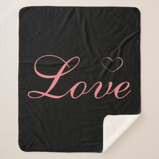 Couverture Sherpa Cœur Tendance Gris Calligraphie Amour Mariage (Devant)
