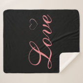 Couverture Sherpa Cœur Tendance Gris Calligraphie Amour Mariage (Devant (Horizontal))