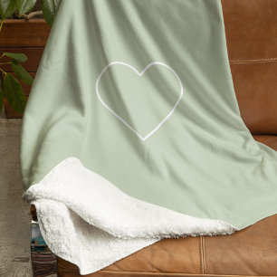 Couverture Sherpa Coeur vert minimaliste Pastel Moderne
