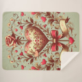 Couverture Sherpa Coeur vintage Valentine's day xoxo (Devant (Horizontal))