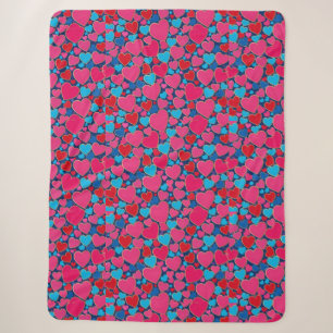 Couverture Sherpa Cœurs 3D roses