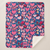 Couverture Sherpa Coeurs, arcs, accents floraux, pastels monogramme (Devant)