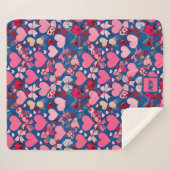 Couverture Sherpa Coeurs, arcs, accents floraux, pastels monogramme (Devant (Horizontal))