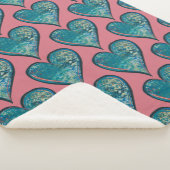 Couverture Sherpa Coeurs Artwork coeur bleu et rose (3/4)