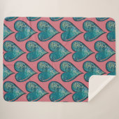 Couverture Sherpa Coeurs Artwork coeur bleu et rose (Devant (Horizontal))