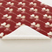 Couverture Sherpa Cœurs Ballons Amour Rouge Crème (3/4)