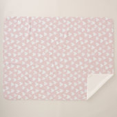 Couverture Sherpa Coeurs blancs roses (Devant (Horizontal))