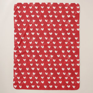 Couverture Sherpa Coeurs blancs rouges romantiques