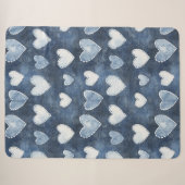 Couverture Sherpa Coeurs bleu Denim (Devant (Horizontal))