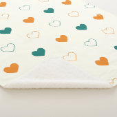 Couverture Sherpa Cœurs charmants / crème orange vert (3/4)