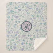 Couverture Sherpa Coeurs d'amour bleu violet vert (Devant)
