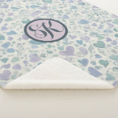 Couverture Sherpa Coeurs d'amour bleu violet vert (3/4)