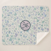 Couverture Sherpa Coeurs d'amour bleu violet vert (Devant (Horizontal))