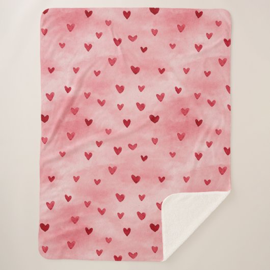 Couverture Sherpa Cœurs d'amour roses rouges (Devant)
