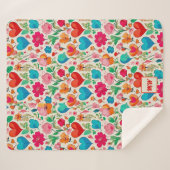 Couverture Sherpa Coeurs de coquette Whimsical, et monogramme de fle (Devant (Horizontal))