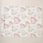 Couverture Sherpa Cœurs de crème rose (Devant (Horizontal))