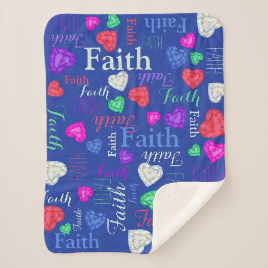 Couverture Sherpa Coeurs de pierres précieuses nom personnalisé Foi  (Devant)