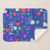 Couverture Sherpa Coeurs de pierres précieuses nom personnalisé Foi  (Devant (Horizontal))