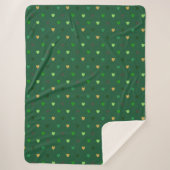 Couverture Sherpa Coeurs de Polka sur vert de forêt (Devant)