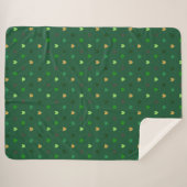 Couverture Sherpa Coeurs de Polka sur vert de forêt (Devant (Horizontal))