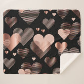 Couverture Sherpa Coeurs d'or rose, noir vintage. (Devant (Horizontal))